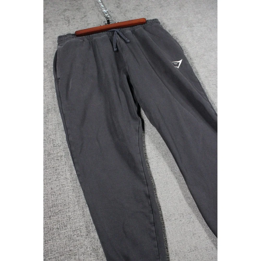 Gymshark Mens Black Crest Joggers Sweatpants Tapered Fleece Size Large A1A2A